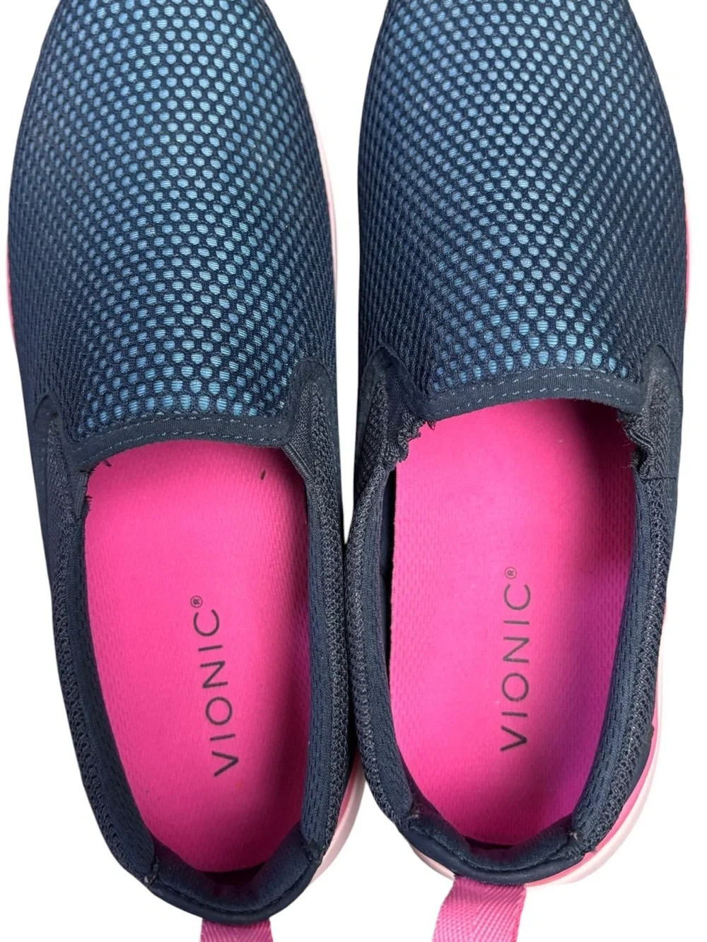 Vionic Vortex Zeta Slip-On Sneakers – Navy Blue & Pink | Women’s Size 9